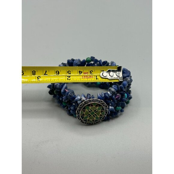 Carolyn Pollack Relios Blue Sodalite Turquoise Elastic Bracelet 925 Silver - Picture 7 of 8